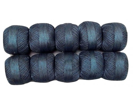 GRAY with TURQUOISE - Lot Set of 10 - Cotton with Lurex Jari Zari Yarn Thread - For Crochet Lace Knitting Embroidery Trim - 1000+ Yards - 200 Grams